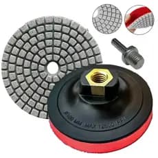 Kit Lixa Diamantada 100mm + Suporte de Velcro M14 | Para Polimento de Porcelanato Mármore e Granito Esmerilhadeira