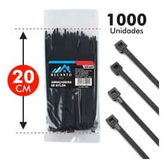 Kit 1000 Abraçadeira de Nylon 20cm Enforca Gato Braçadeira Cintas Plásticas - Preta | Branca