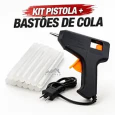 Pistola De Cola Quente Pequena ou Grande Bivolt + Bastões Refil De Cola Quente Fino ou Grossa