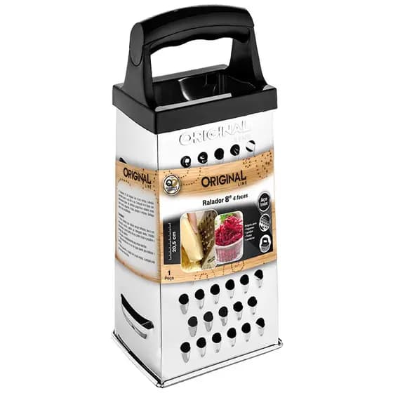Ralador de Inox 4 Faces 20.5CM Multiuso Ralador de Noz Moscada Queijos Frutas Legumes e Verduras