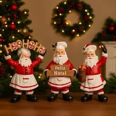 Enfeite Papai Noel de Resina Natal Premium Variados Decoração 20,5 a 21,5cm