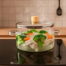 Tigela Caçarola de Vidro com Tampa 1,5L Resistente ao Calor Ideal para Cozinhar e Servir