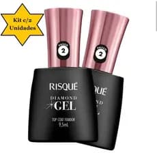 Kit c/2 unidades Risqué Top Coat Fixador Diamond Gel Cremoso 9,5 ml