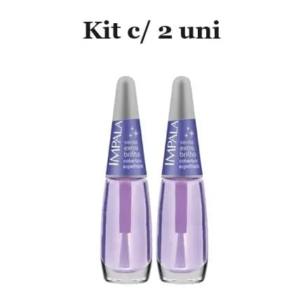 Esmalte Impala Verniz Extra Brilho 7,5ml  C/ 2 Unidades.