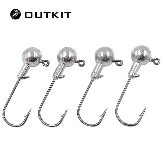 OUTKIT 10 P/Lote Nova Alta Qualidade 1.5g2g3.5g5g/g10g14g Gancho Cabeça De Chumbo Jig Isca De Pesca Ganchos Para Macia Enfrentar