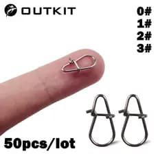 OUTKIT 50 Pcs De Aço Inoxidável Pino De Giro Acessórios De Pesca Conector Clipe Isca Rolling Giros Marítima Enfrentar