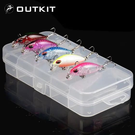 5 Pcs Mini Minnow 4 Centímetros 2.5g Isca De Pesca Set Kit Com Caixa Wobblers CrankBaits Iscas Sinking Da Carpa Enfrentar Artificial