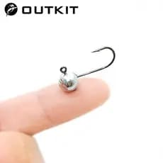 OUTKIT 10pcs Mini Anzol Cabeça De Peixe-Rocha Exposto Truta Do Barbado Soft Worm Lure Jig Fishing