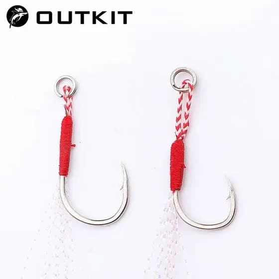 OUTKIT 10pcs Isca De Pesca Dura Anzol De Bricolage Fundido Farpado Simples Alto Carbono