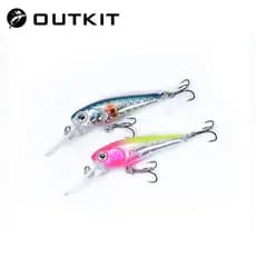 OUTKIT 3.2g 40mm Flutuante Minnow Isca De Pesca De Inverno Para Truta Dura Crankbait Wobblers Equipamento Baixo Poleiro
