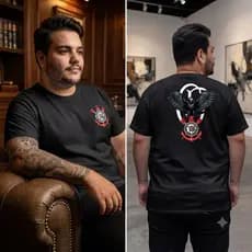 Camiseta Corinthians Gavião Oversized 100% Algodão Premium Fio 30.1 Streetwear Estilo Rua Unissex Moda Urbana Torcedor
