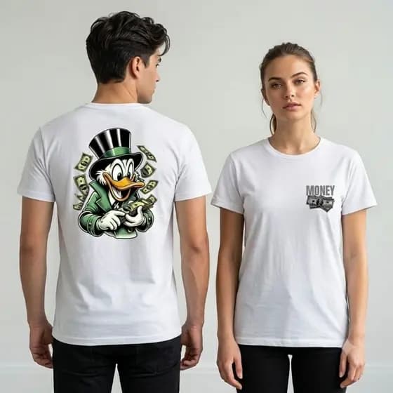 Camiseta Oversized Estilo Rua Retrô Money Duck 100% Algodão Camisa Streetwear Unissex Lançamento Skate Moda Urbana Casua