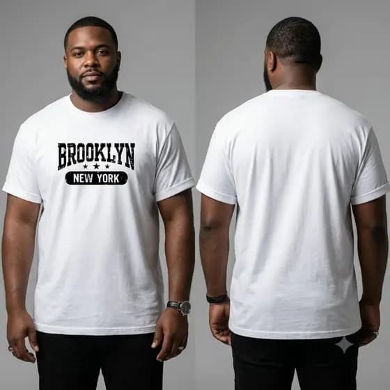 Camiseta Oversized Brooklyn New York 100% Algodão Estilo Rua Vintage Confortável Masculina Casual Streetwear Premium Top