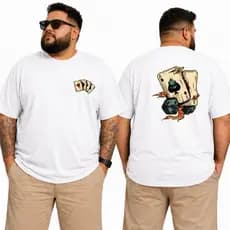Camiseta Oversized Streetwear 100% Algodão Poker Skull Dados Premium Alta Qualidade Unissex Estilo Moda Urbano
