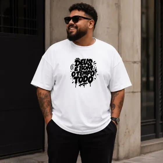 Camiseta Estampada “Deus é bom o tempo todo” – Estilo e Fé no seu dia a dia