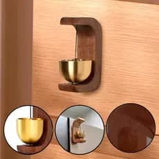 Campainha Sino De Porta Entrada Decoração De Parede Mesa Sem Fio De Madeira Dourado Pequeno Luxo