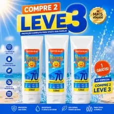 Protetor Solar  70FPS - KIT DE 3 UND. 150m - Facial e Corporal, Protege e HIDRATANDE, TOQUE SECO
