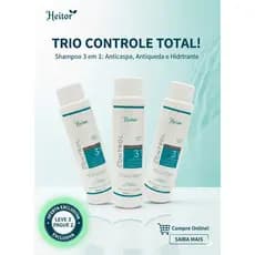 KIT 3 SHAMPOO ANTICASPA COM MENTOL HEITOR 300 ML- LIMPEZA PROFUNDA E REFRESCANCIA