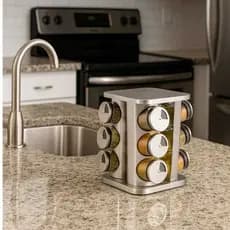 Porta Temperos Inox Giratório – 12 Peças.