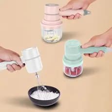 Mini Batedeira Processador Portátil Mixer Elétrica de Mão Sem Fio