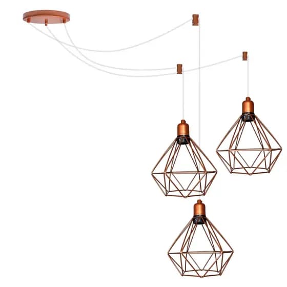 Luminaria Pendente Diamante Centro de Mesa Cabos Reguláveis E27