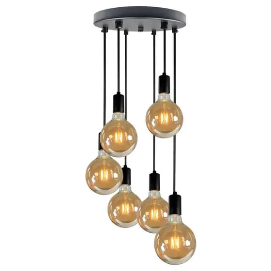 Luminaria Pendente Espiral Cascata Base 20 cm 6 bocais E27