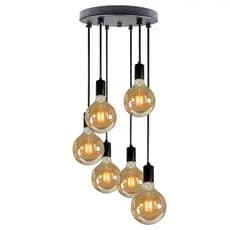 Luminaria Pendente Espiral Cascata Base 20 cm 6 bocais E27