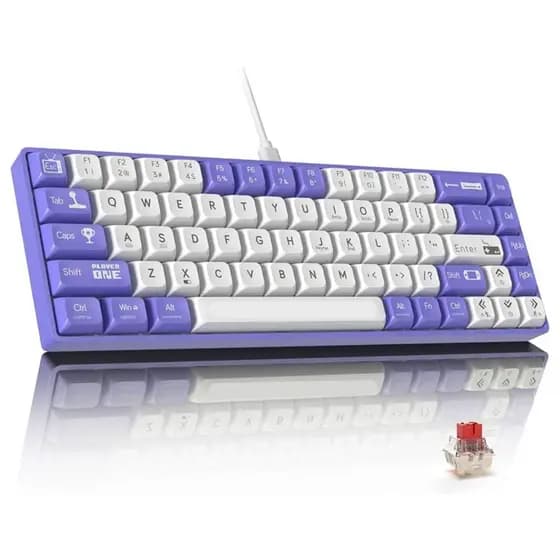 Teclado Mecânico Preto RGB Retroiluminado 68 Teclas 60% Vermelho Azul Interruptor Pequeno Com Fio Para Escritório