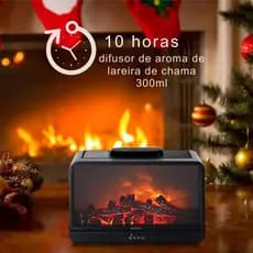 Umidificador e Difusor de Aromas Estilo Lareira Decorativo para Óleos Essenciais Purificação Ar Umidade