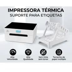 Impressora Termica Etiquetas Adesivas Branco Portatil USB COM SUPORTE