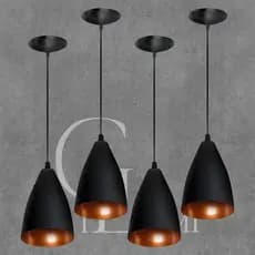 Luminaria Pendentes Kit de 4 Vegas Preto/Bronze envio imediato