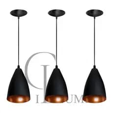 Kit 3 Vegas Pendentes Lustre Estilo Arandela Modelo Bala preto/cobre Envio imediato Casa e Decoração
