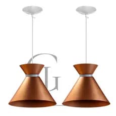 Kit Com 2 Pendentes Lustres Modelo Luxo Estilo Arandela 100% Alumínio Luxo Cobre com Cobre GL ilumi. Envio Imediato!!