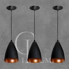 Lustre de Teto Pendente Luminária Vegas Preto com Cobre GL ilumi Envio Imediato