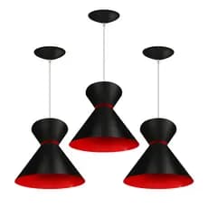 KIT 3 PENDENTES LUSTRES MODELO LUXO PRETO COM VERMELHO CASA E DECORAÇÃO ENVIO IMEDIATO