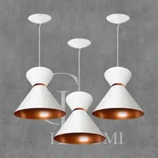 Lustre de Teto Luminaria Pendente Luxo Branco Com Cobre Envio imediato