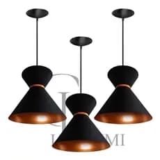 KIT COM 3 PENDENTES LUXO PRETO COM COBRE CASA E DECORAÇÃO ENVIO IMEDIATO