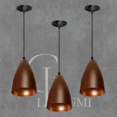 KIT COM 3 PENDENTES MARROM COM BRONZE CASA E DECORAÇÃO ENVIO IMEDIATO