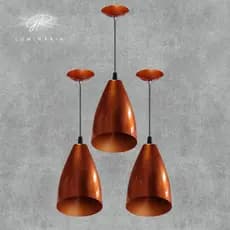Kit Com 3 Pendentes Lustre Vegas Cobre verniz/Cobre casa e decoração sala, cozinha, bancada e balcão Full envio