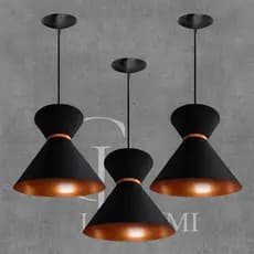 Lustre Pendente Luminária Luxo Preto com Cobre Envio Imediato