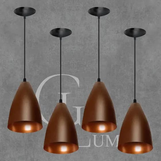 KIT COM 4 PENDENTES MARROM COM BRONZE CASA E DECORAÇÃO IDEAL PARA SUA RESIDÊNCIA ENVIO IMEDIATO