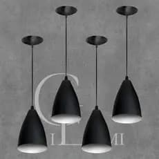 kit com 4 pendentes vegas PRETO/BRANCO casa e decoração ideal para sua sala, cozinha, bancada e balcão