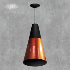 Pendente Lustre New Cone Cobre Com Detalhe Em Preto Casa E Decoração Envio Imediato GR iluminação