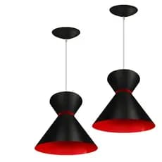 Kit Com 2 Pendentes Lustres Modelo Luxo Preto com Vermelho Casa e Decoração GL ilumi