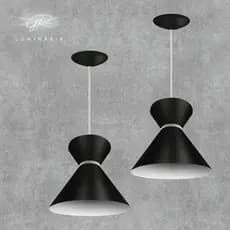 Kit 2 Pendentes Lustre Modelo Luxo estilo Vegas Preto com Branco GR iluminação. Qualidade Você encontra AQUI!!!!!!