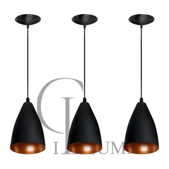 kit 3 vegas Preto/Cobre casa e decoração
