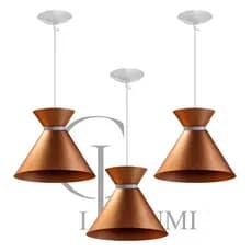 Kit Com 3 Pendentes Lustres 100% Alumínio Luxo Cobre com Cobre GL ilumi. Envio imediato!