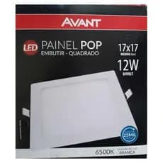 Painel Embutir 12W Plafon Led Quadrado 17x17 Branco Frio 6500k Gesso PVC Avant