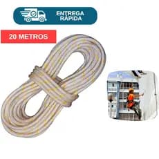 Corda Nr18 Tipo Bombeiro 12mm Em Poliamida Bobina 20 Metros Para Trabalho Em Altura