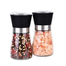 Moedor de Pimenta e Sal Grosso Gourmet Vidro e Inox Moagem Ajustável Temperos Frescos Cozinha Profissional Luxo Design
